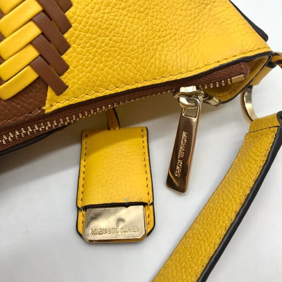 Michael Kors Women's Karson Luggage/Citrus Pebbled Leather Large Hobo Bag - Picture 10 of 12